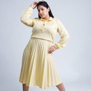 Vintage 80s Pleated Shirtwaist Dress